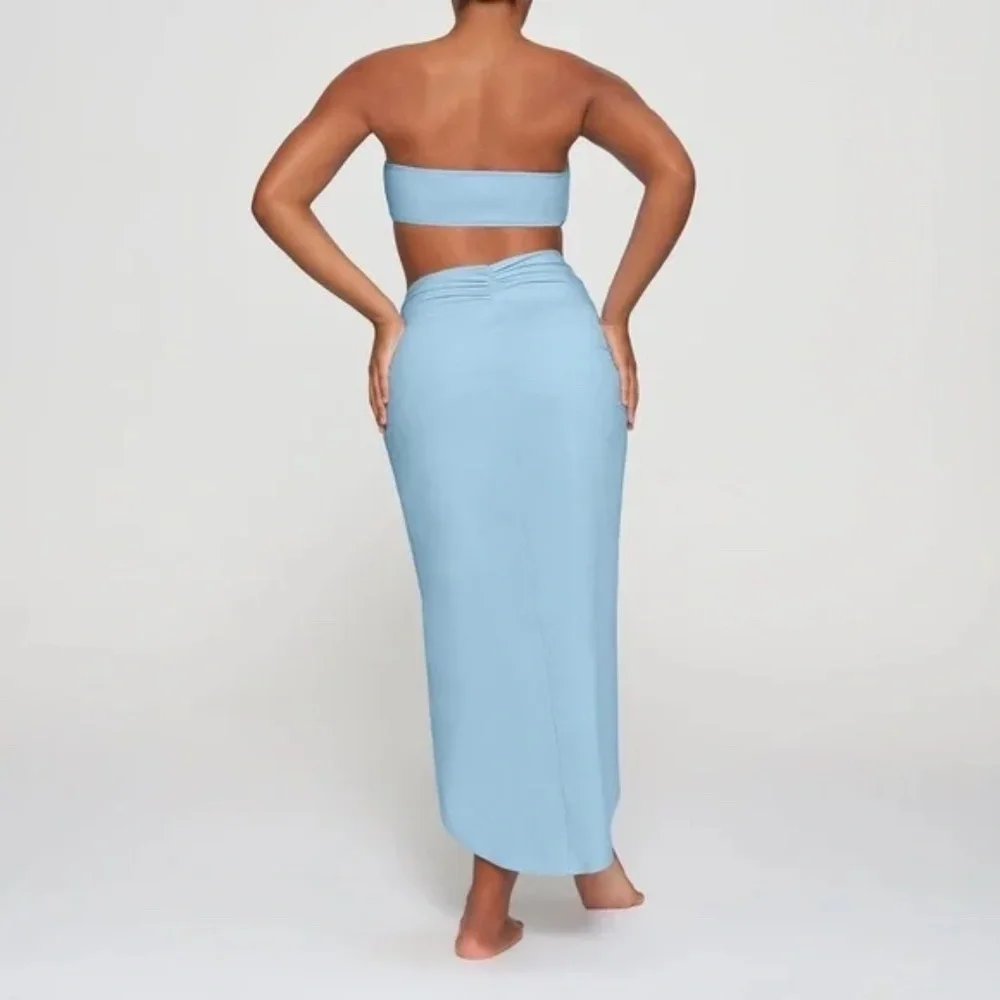 SKIMS Signature Swim Sarong Skirt | Iris Blue